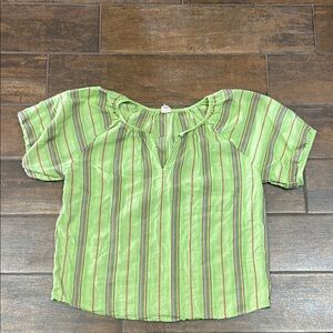 Ivy Jane Green Striped Blouse size lg